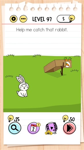 Brain Test Tricky Puzzles | Level 97 | Help me catch that rabbit | #braintestsolution #puzzlesolving