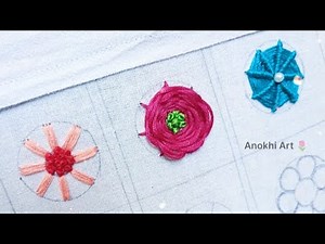 3 Flower Embroidery Toturial - Basic embroidery stitches for beginners #embroidery​