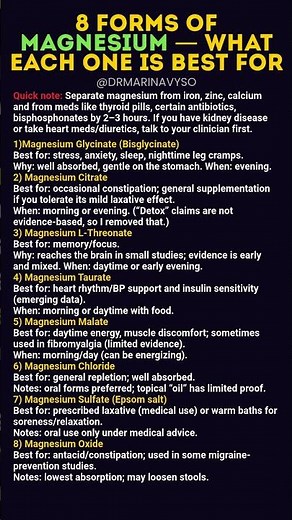 8 Forms of Magnesium — What Each One Is Best For #magnesium #supplements