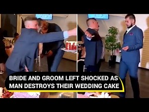 Bride and groom left shocked as man destroys their wedding cake | Viral Video