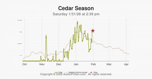 Austin Pollen | Cedar pollen count history average trend allergy