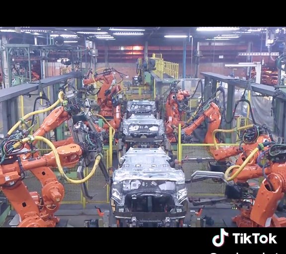 Spot Welding Robots in the Automotive Industry