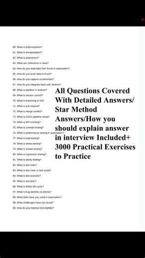 Top 100 Automation Testing Interview Questions Answers #automationtesting #infosys #java #sdet