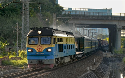 南环上行拍东风4D4043拉DK36落下孔车