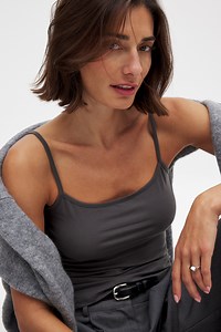 Thin Basic Strap Singlet Grey