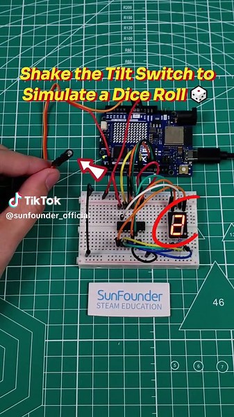 Unleash Creativity: Make a Digital Dice with Arduino and a 7-Segment Display #Arduino #diy #engineering #electronics #7segment_display #tilt #tiltswitch #tutorial #robot #stemtok