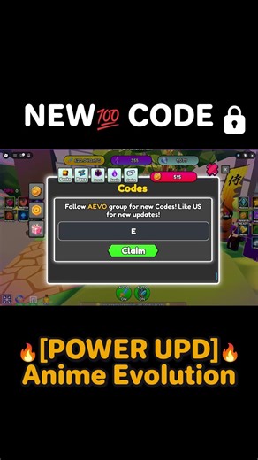NEW💯CODE - [POWER UPD🔥] Anime Evolution #roblox #animeevolution #anime #code