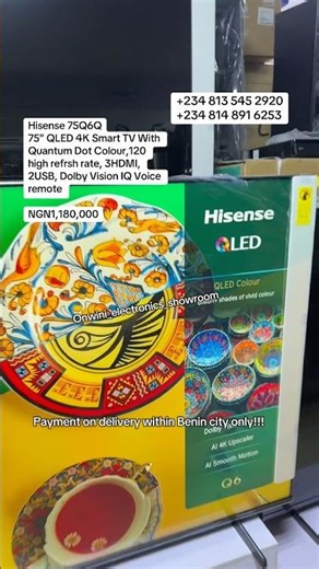 Hisense 75Q6Q QLED 4K Smart TV With Quantum Dot Colour, 3HDMI, 2USB, Dolby Vision IQ Voice remote