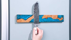 ENOKING Magnetic Knife Holder for Wall 16 Inch, Acacia Burl Wood & Blue Resin Magnetic Knife Strip Bar, Powerful Magnet Kitchen Knife Storage Rack, Space-Saving Wall Mounted Organizer