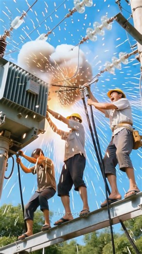 😨 Shocking Moment: Lineman Hit by Live Wire and Falls from Pole! #shortvideo #viralvideo #shorts