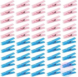 50 Clothes Pins for Baby Shower Game Boy and Girl, 1.4'' Premium Plastic Mini Clothespins, Reusable Mini Clothes Pins for Photo| Baby Shower Game| Gender Reveal Party(Blue&Pink)