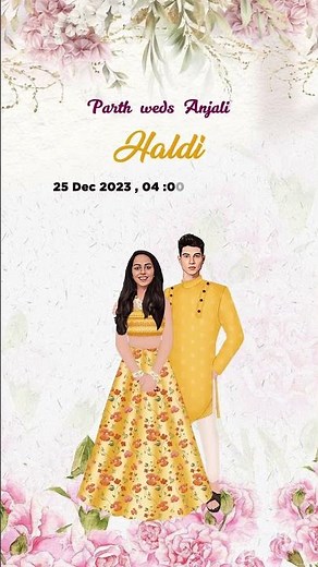Trending WhatsApp Wedding Invitation | Bespoke Caricature Invitation Design | Invito AI-1005