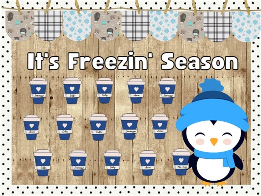 Editable Winter Classroom Bulletin Board Kit: Penguin & Hot Chocolate (digital Download) - Etsy