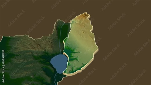Golan Heights region physical map, Israel. Terrain extrusion with regional location map
