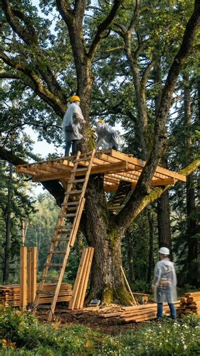 From a single tree… to a dream treehouse 🌳✨#treehouse #shorts #woodworking