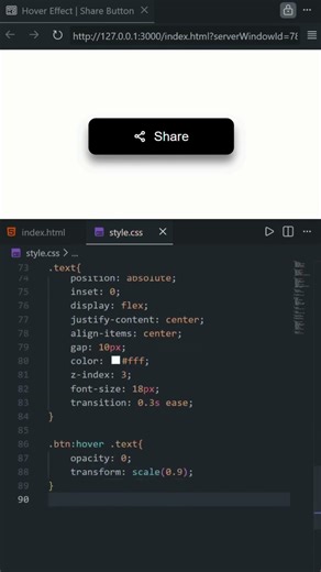 Animated Share Button | CSS Door open Hover Effect | #htmlcss #hovereffect #shorts