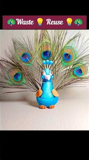 Waste LED Bulb Reuse Idea 💡🦚#diy #clayart #trending