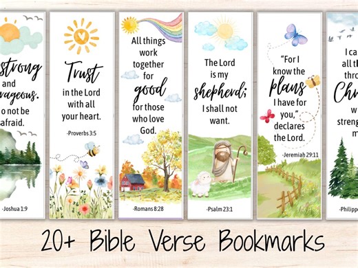 Printable Bible Verse Bookmarks | Set of 20 Bookmarks| Instant Download | Bible Verse Cards for Adults & Kids | Christian Scripture Bookmark - Etsy