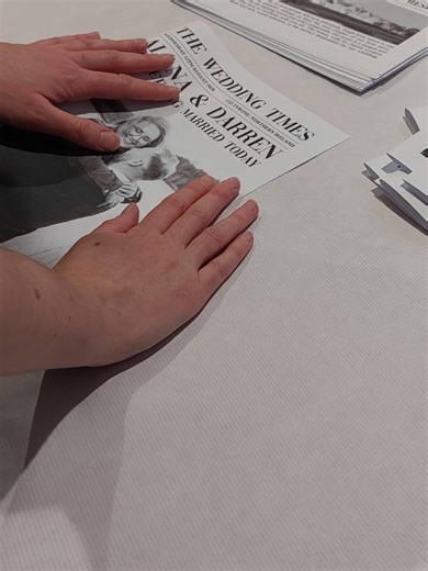 A day of folding wedding newspapers today! #fyp #weddingnewspaper #weddingstationery #weddingvibes #bespokedesign