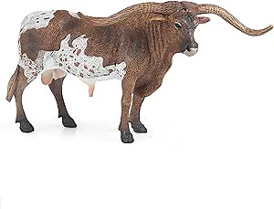 EOIVSH Longhorn Cow Toy Figure, 6 Inches Bull Cow Figurine, Educational Farm Animal Toy for Kids 3 4 5 6 7 8 Year Old, Great for Cake Topper & Birthday Gift