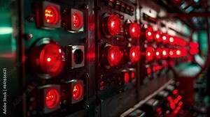 Bright red warning lights flickering on the control panel signaling potential issues.