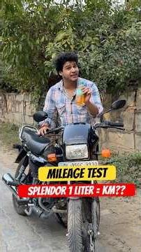 Splendor 2026 🔥 Mileage Test In 1 liter Shocking Result 🤯