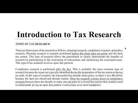 Introduction to Tax Research