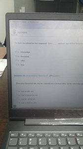 The basic star schema has four components: facts, _, attributes... | Filo
