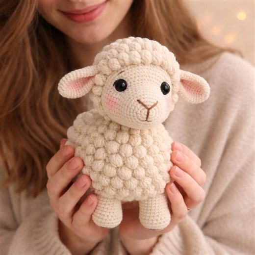 Amigurumi Lamb Crochet Pattern PDF, Bobble Sheep Plush, Farm Animal Toy