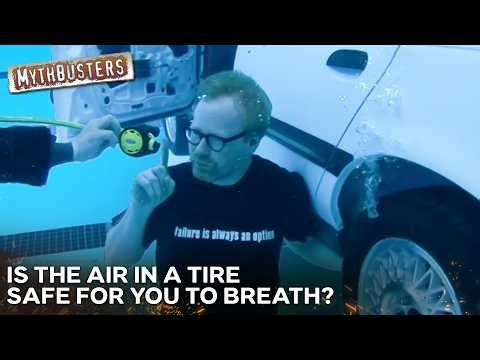 Can You Breathe Air From An Underwater Car Tyre? | MythBusters