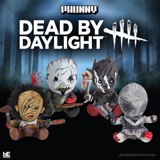 Step into The Fog with Kidrobot’s officially licensed Dead by Daylight™ Phunny plush collection! Based on the hit multiplayer horror video game from Behaviour Interactive, these sinisterly soft collectibles bring the game’s most iconic Killers to life... cuddly, creepy, and ready to hunt. | Kidrobot