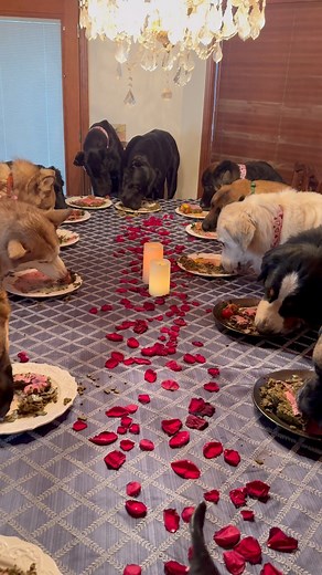 Happy Valentine's Day from our pack! 🫶 We Woof You 😘 Only the best Chicken & Beef recipe by Sundays for Dogs for these puppies 🥰 #dogfeedingroutine #bernesemountaindog #greatdane #germanshepherd #fosterdogs #greatpyrenees #englishmastiff #gsd #dogsofinstagram #thegoodhype #rescuedog #shelterdog #husky #belgianmalinois #boerboel | Thegoodhype