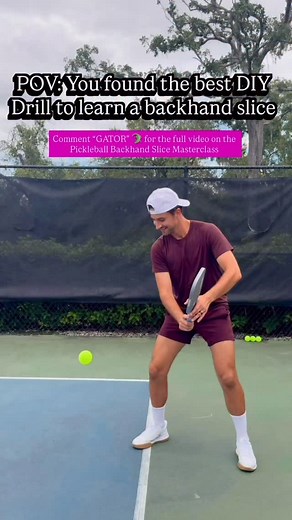 DIY Backhand Slice Drill🔥 Comment “GATOR” 🐊 for the full video on the Pickleball Backhand Slice Masterclass | How to Hit a Backhand Slice at Any Level | PickleballwithTyler