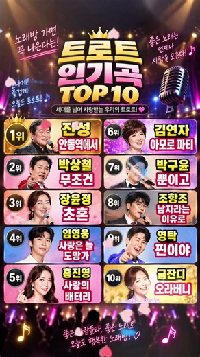 Top 10 Most Popular Trot Songs at Karaoke