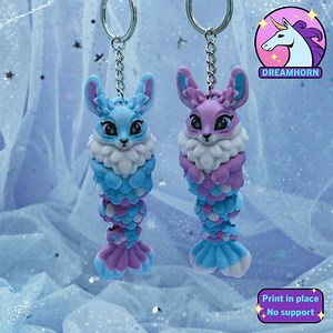 🐇🧜‍♀️ Mermaid Bunny - Cute Keychain and fidget articulated  toy