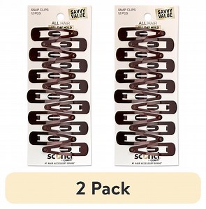 (2 pack) Scunci Metal Snap Hair Clips, Brown, 12 Count
