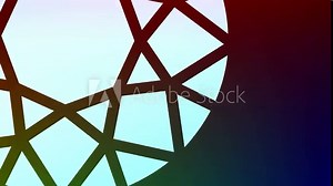 Colored graphic object on a multicolor background, which rotates clockwise from top left to bottom right, varying the size from small to full screen and then back to small.