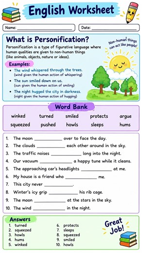 ✏️ Personification Explained Simply! Examples, Practice & Answers/Give Objects Human Qualities!
