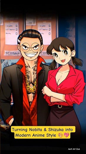 Turning Nobita & Shizuka into Modern Anime Style 🎨💖 #nobita #anime #cartoon