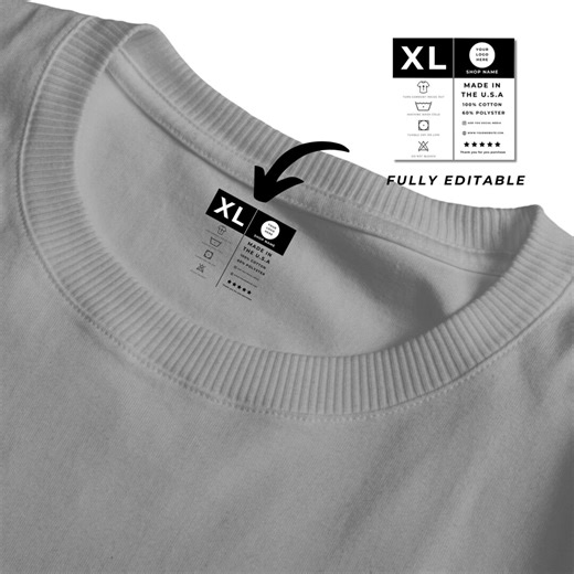 Tagless Label, T-shirt Neck Labels, Clothing Label Template: Washing Instructions (canva File) - Etsy