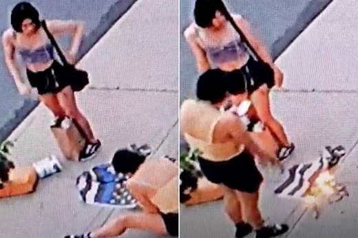 Women swipe, burn ‘thin blue line’ flag from Brooklyn business: video