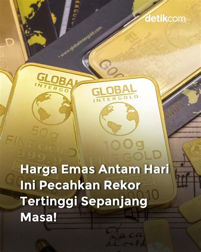Harga emas Antam hari ini naik memecahkan level tertinggi sepanjang sejarah alias all-time high (ATH). Harga emas Antam 24 karat naik Rp 8.000 per gram menjadi Rp 2.491.000 per gram. Sebelumnya harga emas tertinggi berada di level Rp 2.487.000 per gram. Harga emas tertinggi ini terjadi pada Selasa (21/10) dan kemarin pada Kamis (18/12). Berdasarkan situs Logam Mulia Antam, Sabtu (20/12/2025), satuan harga emas hari ini yang terkecil ukuran 0,5 gram berada di angka Rp 1.295.500. Sementara harga e