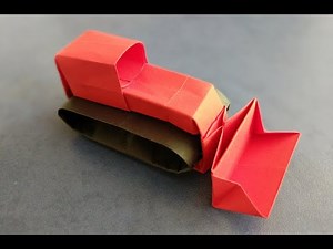 Бульдозер оригами из бумаги | Origami paper bulldozer (Yamaguchi Makoto).