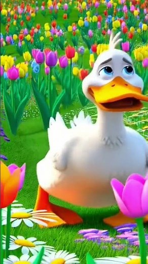Cute Cartoon Duck Family: Adorable Hugs in a Flower Field! #shorts