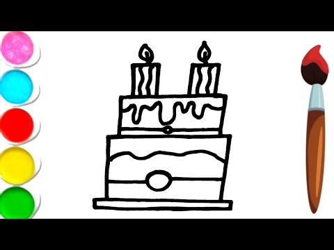 Cute Birthday Cake Drawing for Kids 🎂 | Easy Coloring for Toddlers