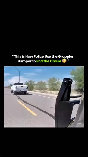 Explains Everything on Instagram: "The grappler bumper is a modern police device built to stop runaway vehicles without causing chaos on the road. Mounted on the front of a patrol car, it fires a tough nylon tether that catches the suspect’s rear wheel. Once hooked, the strap locks the wheel and brings the car to a controlled stop. . . . This reduces crashes, protects officers and bystanders, and avoids heavy damage. It’s a much safer alternative to spike strips or PIT maneuvers — helping keep r