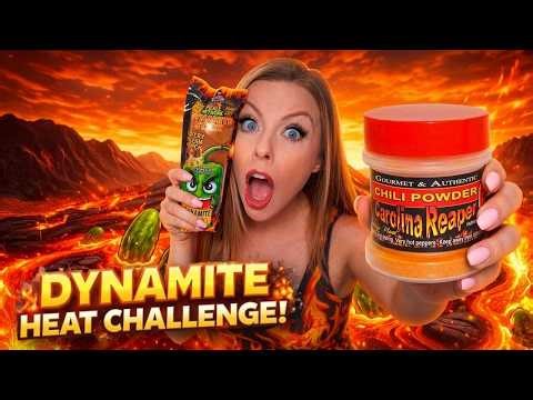 EXTREME Pepper X DYNAMITE STICK Pickle + CAROLINA REAPER Powder CHALLENGE!!