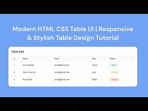 Modern HTML CSS Table UI | Responsive & Stylish Table Design Tutorial