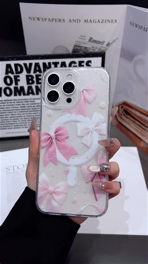 Elegant Pink Bow Clear Phone Case - Soft Coquette Aesthetic