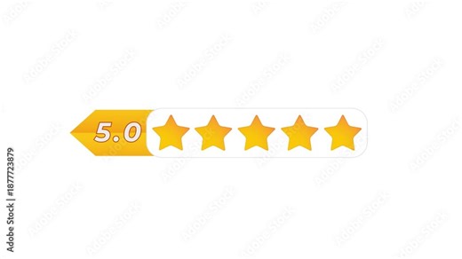 Isolated 0 to 5 Star rating 4k 60 fps High premium quality 4k animation with Solid white background Gold Stars Review Isolated 0 to 5 gold star Feedback rate animation